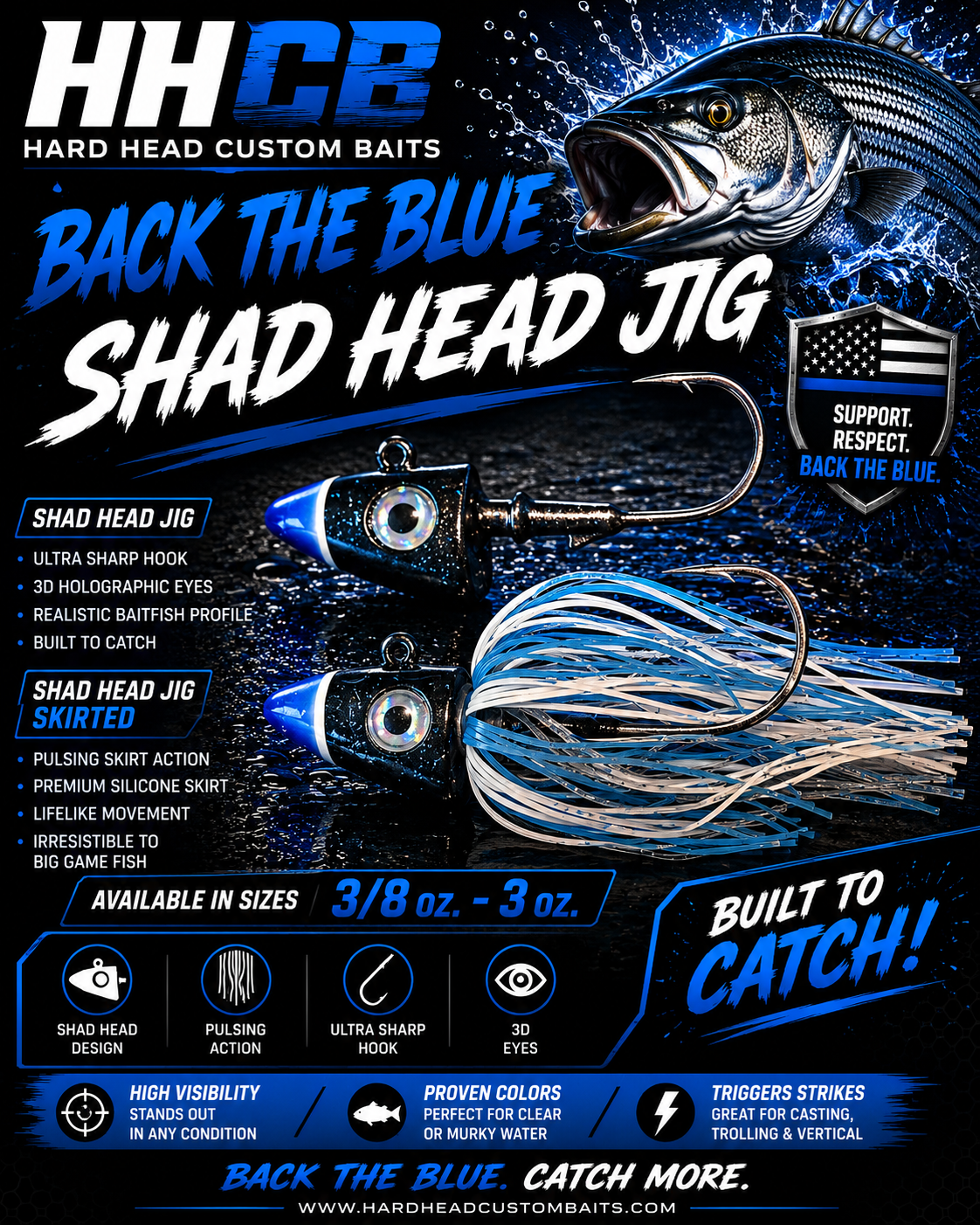 Shad Head Jig "Back the Blue"