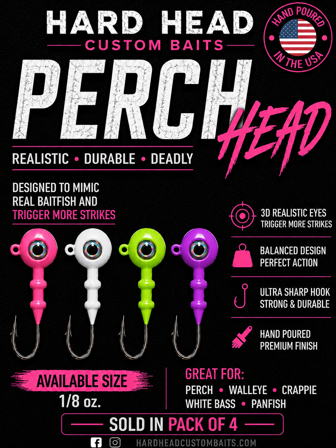 1/8 oz. Perch Head Jigs